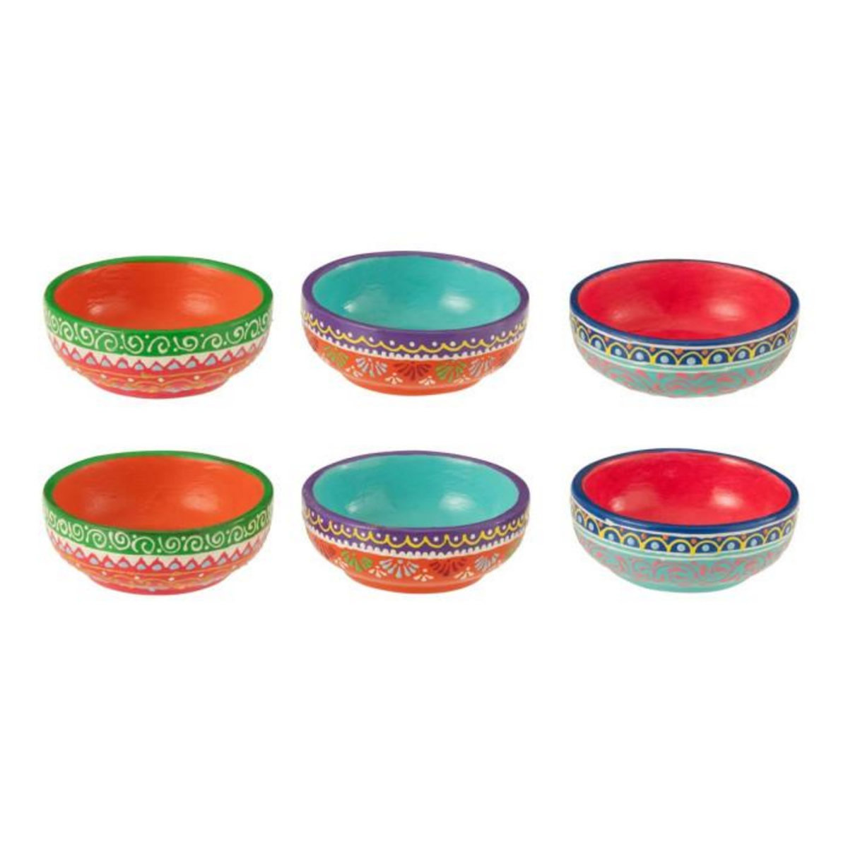Paris Prix Lot de 6 Coupelles en Terre Cuite  Mumbai  8cm Multicolore