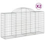 Voir la diapositive 2 : VIDAXL Paniers a gabions arques 2 pcs 200x50x100/120 cm fer galvanise