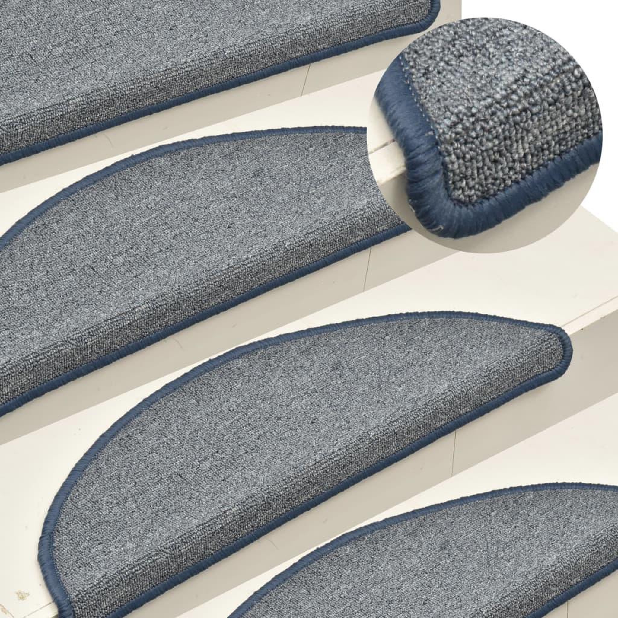 Voir la diapositive 1 : VIDAXL Tapis de marches d'escalier 15 pcs Gris clair et bleu 56x17x3cm