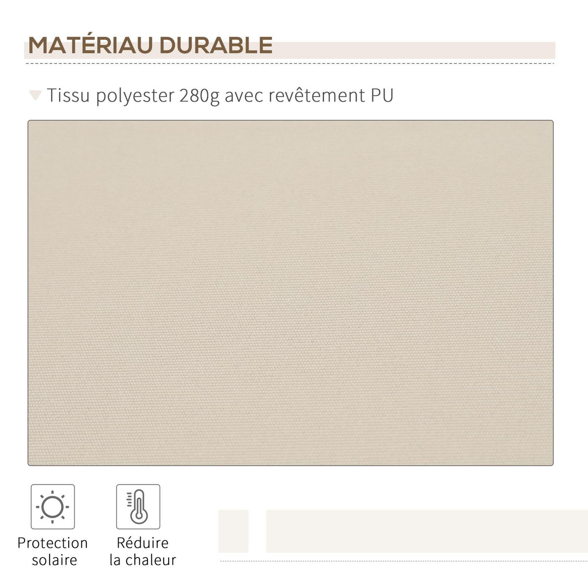 OUTSUNNY Store banne manuel rétractable aluminium polyester imperméabilisé 3,5L x 2,5l (avancée) m beige