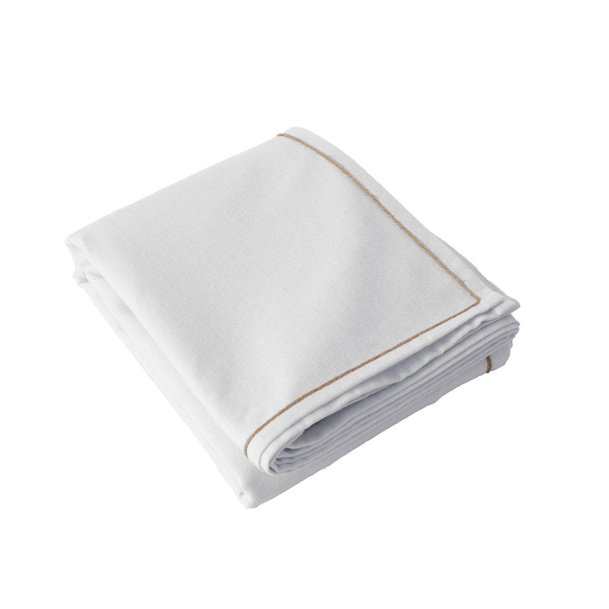 TOILINUX Nappe rectangulaire avec bordure jute LINA. Coloris disponibles : Gris, Blanc