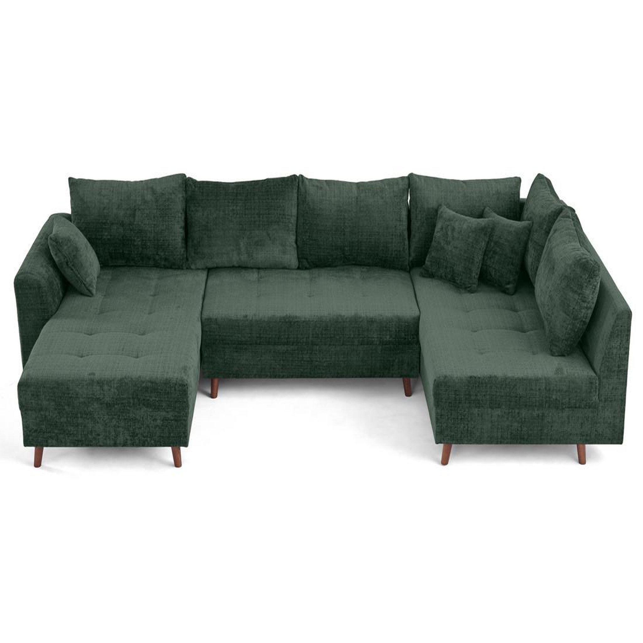 Voir la diapositive 2 : BEST MOBILIER Rune - canapé panoramique d'angle droit 7 places en velours texturé