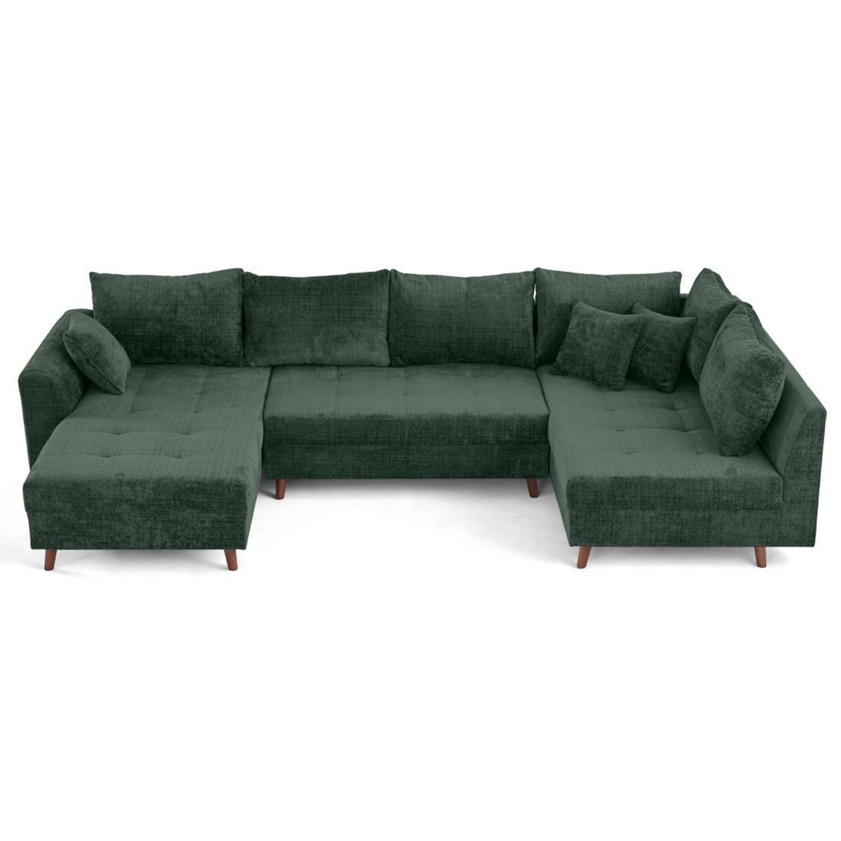 LISA DESIGN Rune - canapé panoramique d'angle droit 7 places en velours texturé