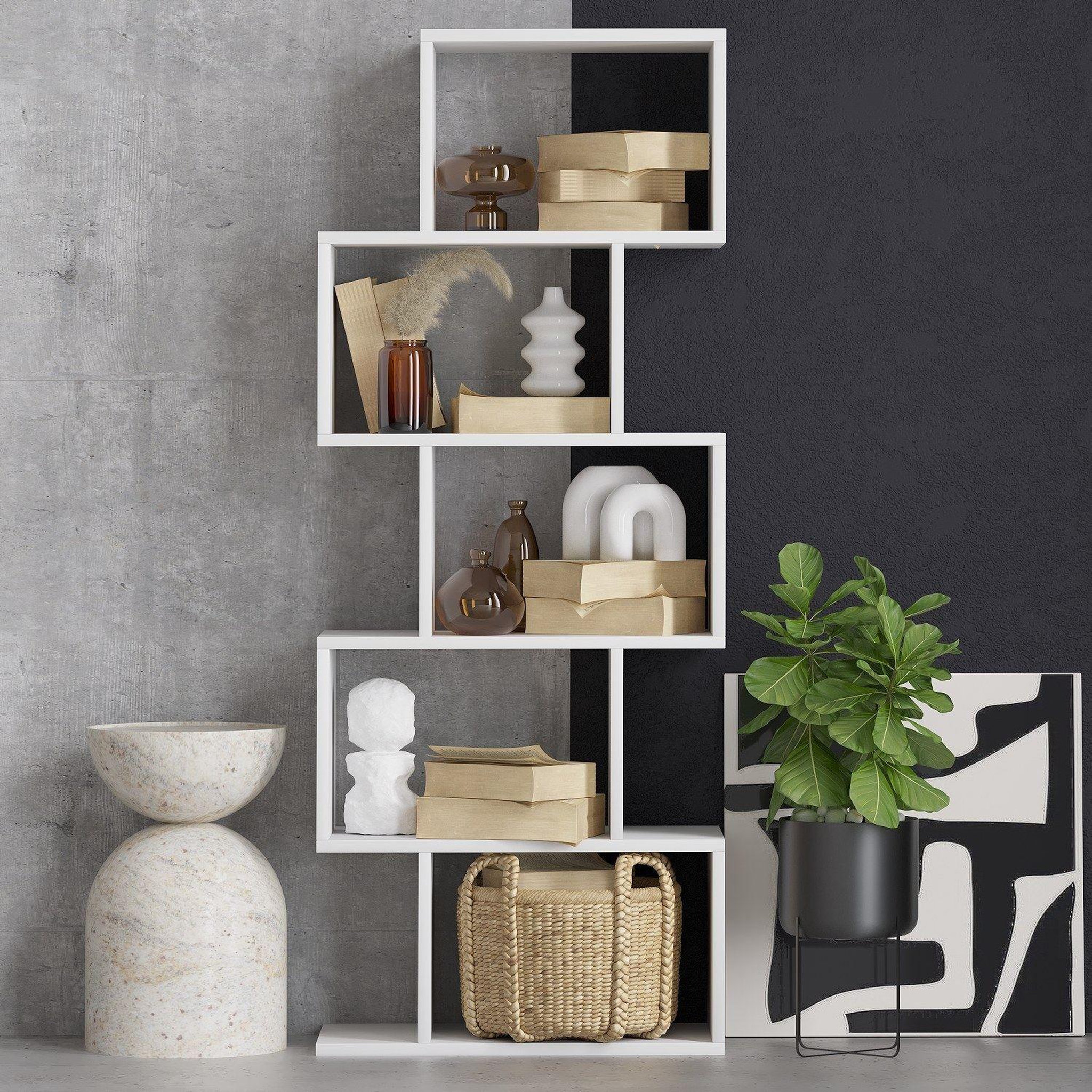 Voir la diapositive 2 : Habitat et Jardin Bibliothèque en bois  Meric  60 x 30 x 150 cm - Blanc