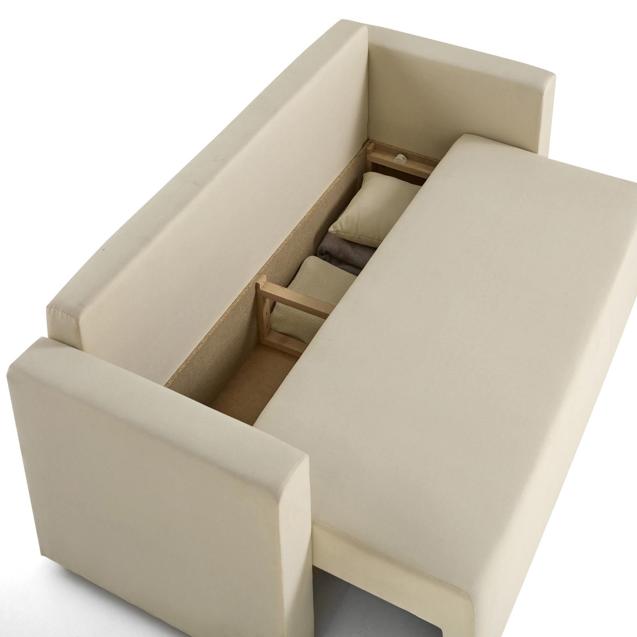 Voir la diapositive 3 : BEST MOBILIER Regala - canapé 3 places - convertible avec coffre - en tissu