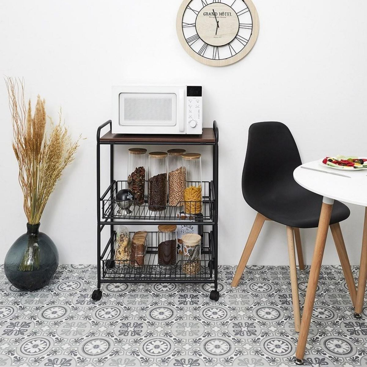 The Home Deco Factory Desserte à roulettes étagère 2 tiroirs