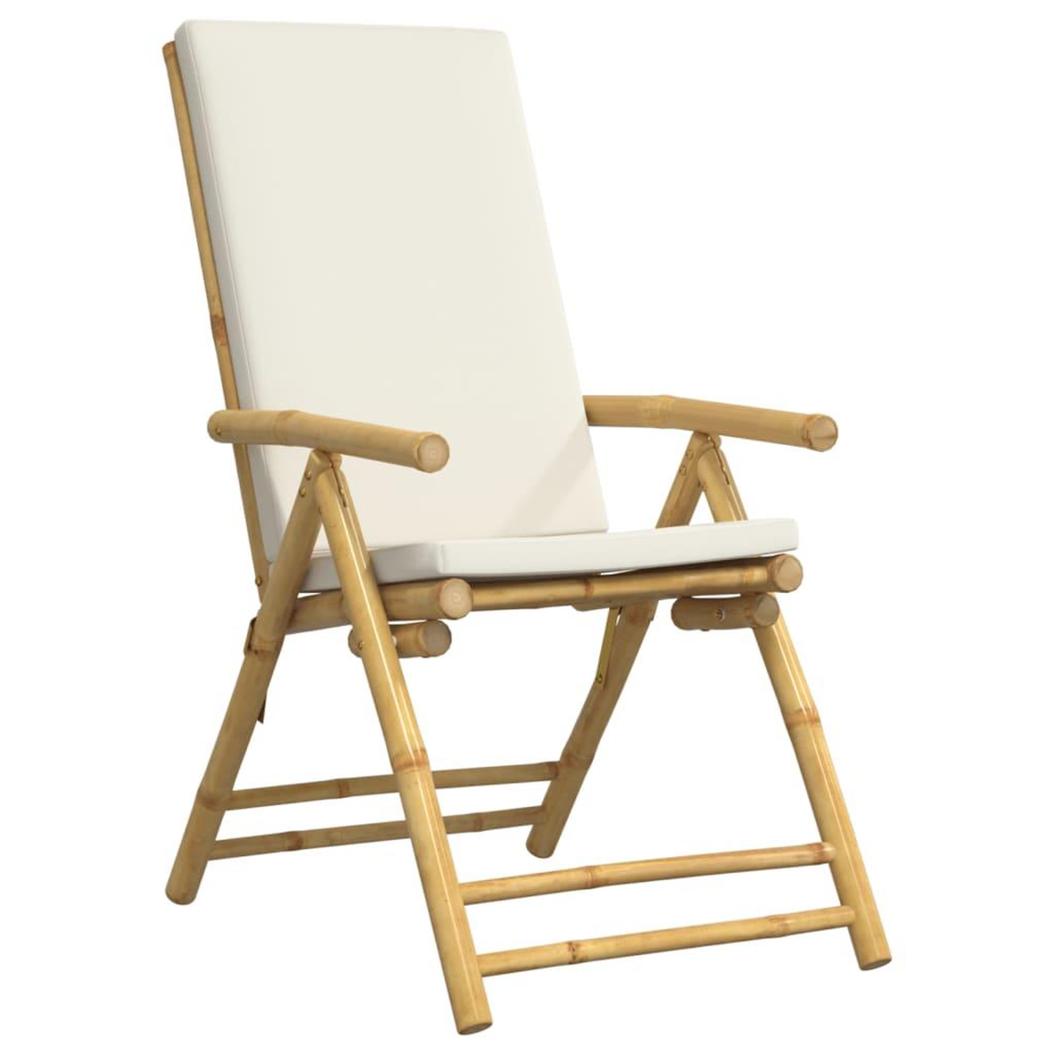 Voir la diapositive 5 : VIDAXL Ensemble de bistro pliante 3 pcs et coussins blanc creme bambou