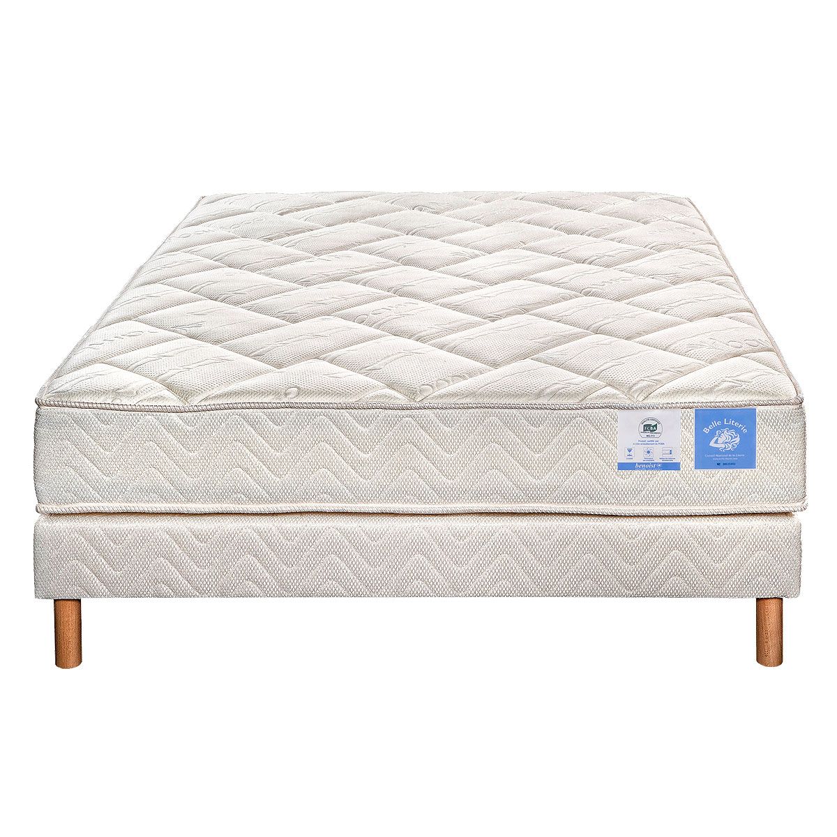 BELLE LITERIE BENOIST Matelas mousse HR mémoire de forme COSMO 160x200 cm + sommier FEROE + 4 pieds