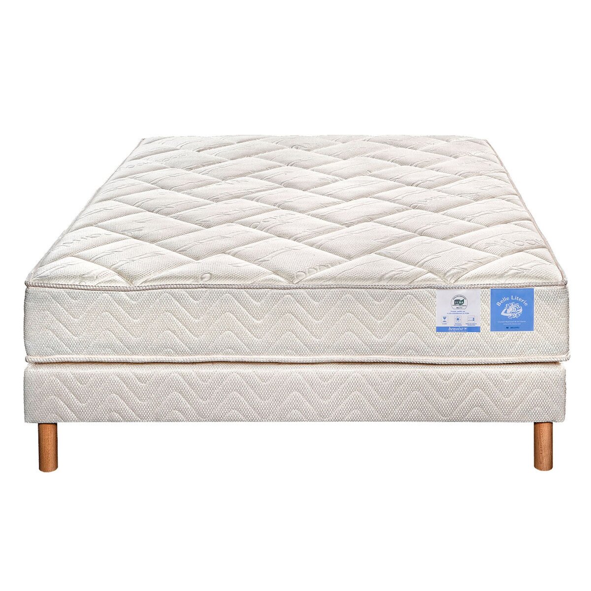 BELLE LITERIE BENOIST Matelas mousse HR mémoire de forme COSMO 160x200 cm + sommier FEROE + 4 pieds