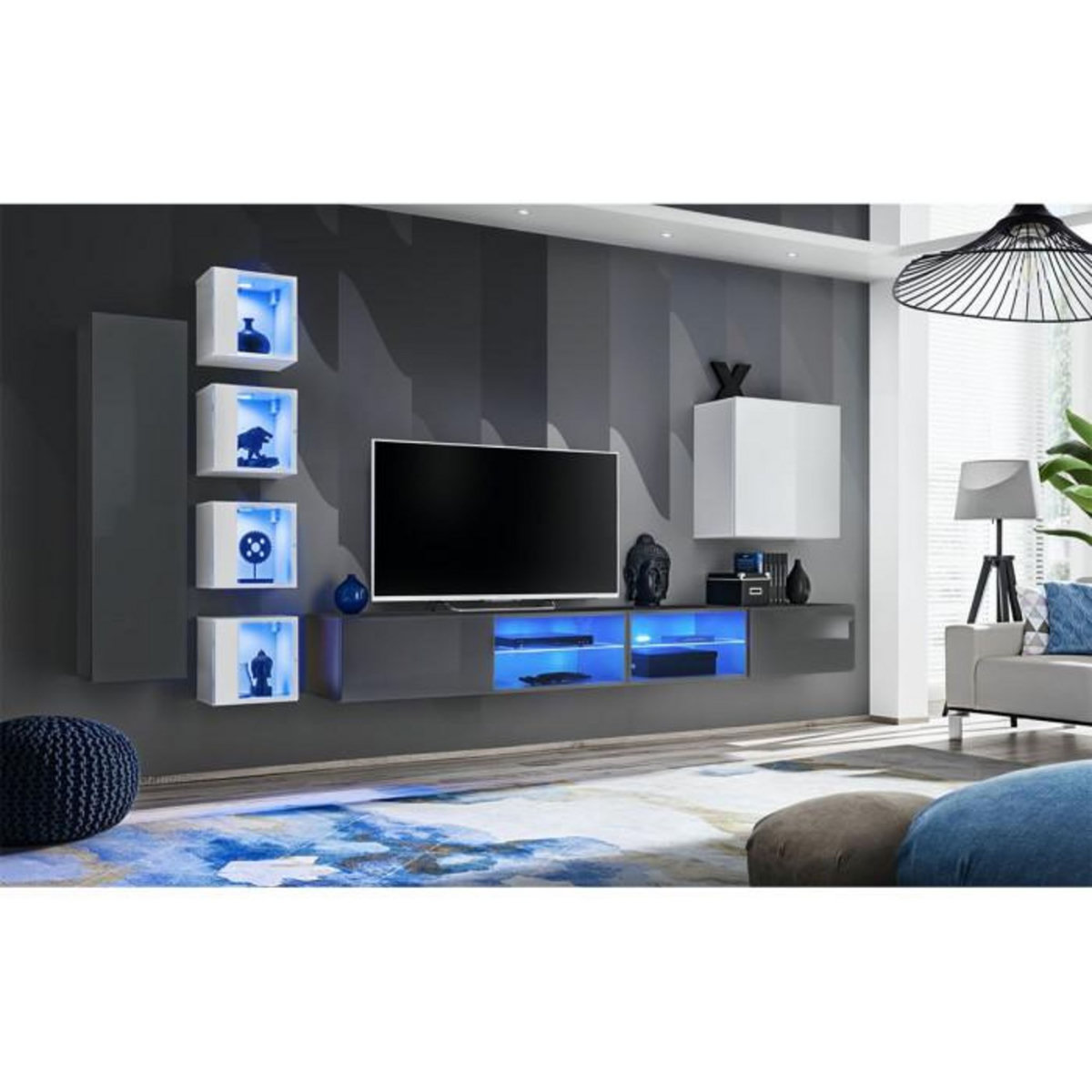 Paris Prix Ensemble Meuble TV  Switch XXVI  320cm Gris & Blanc