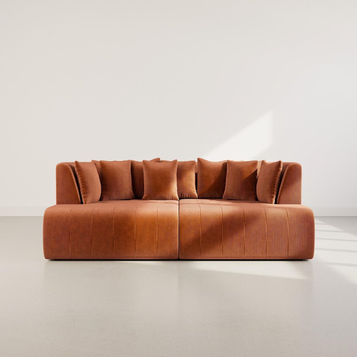 LISA DESIGN Onyx - canapé droit 4 places avec double méridienne - assise profonde - en velours côtelé