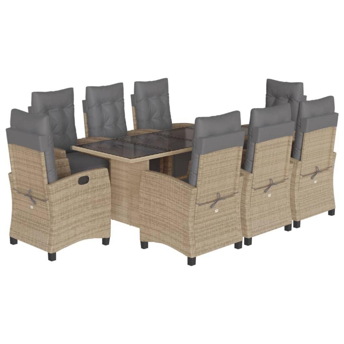 VIDAXL Ensemble a manger de jardin et coussins 9 pcs melange beige