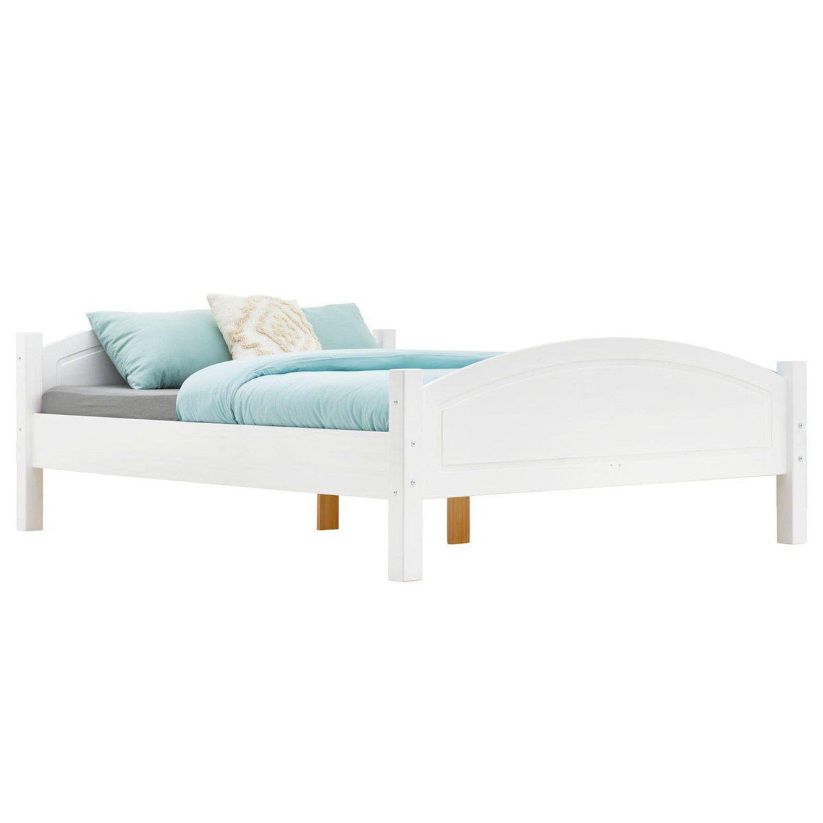 IDIMEX Lit double FLIMS, 140 x 190 cm en pin massif lasuré blanc