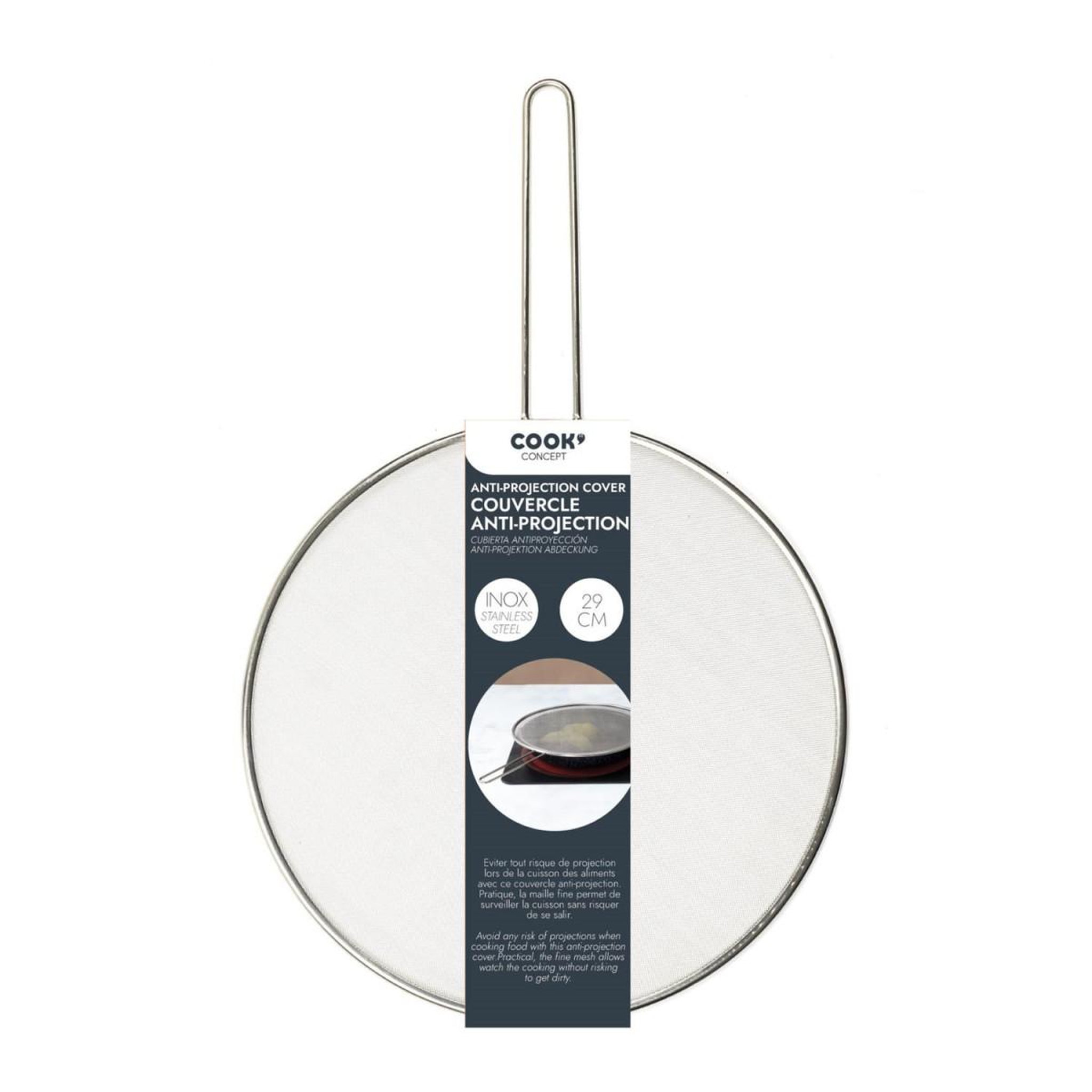 Voir la diapositive 3 : COOK CONCEPT Couvercle Anti-Projection  Inox  29cm Argent
