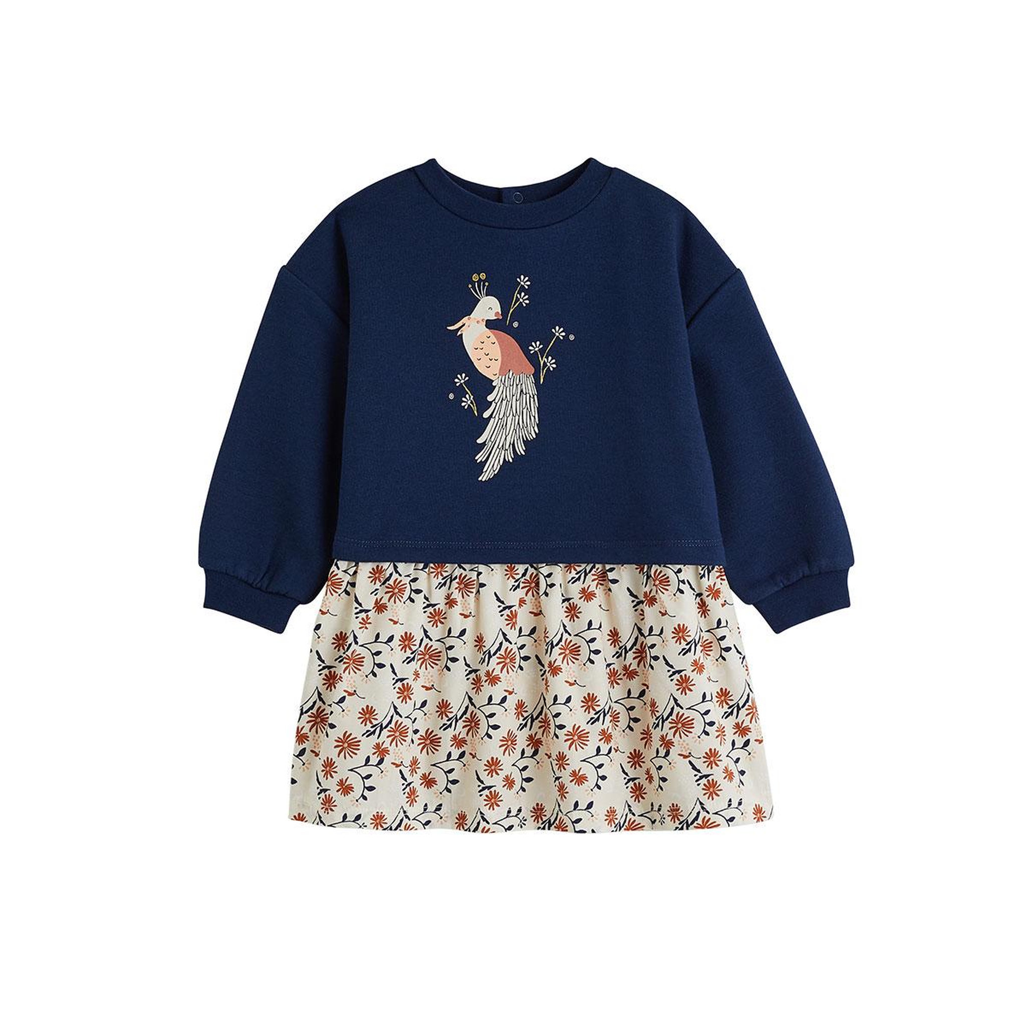 PETIT BEGUIN Robe bébé ollie - fille. Coloris disponibles : Bleu