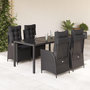 Voir la diapositive 1 : VIDAXL Ensemble a manger de jardin coussins 5pcs Noir Resine tressee