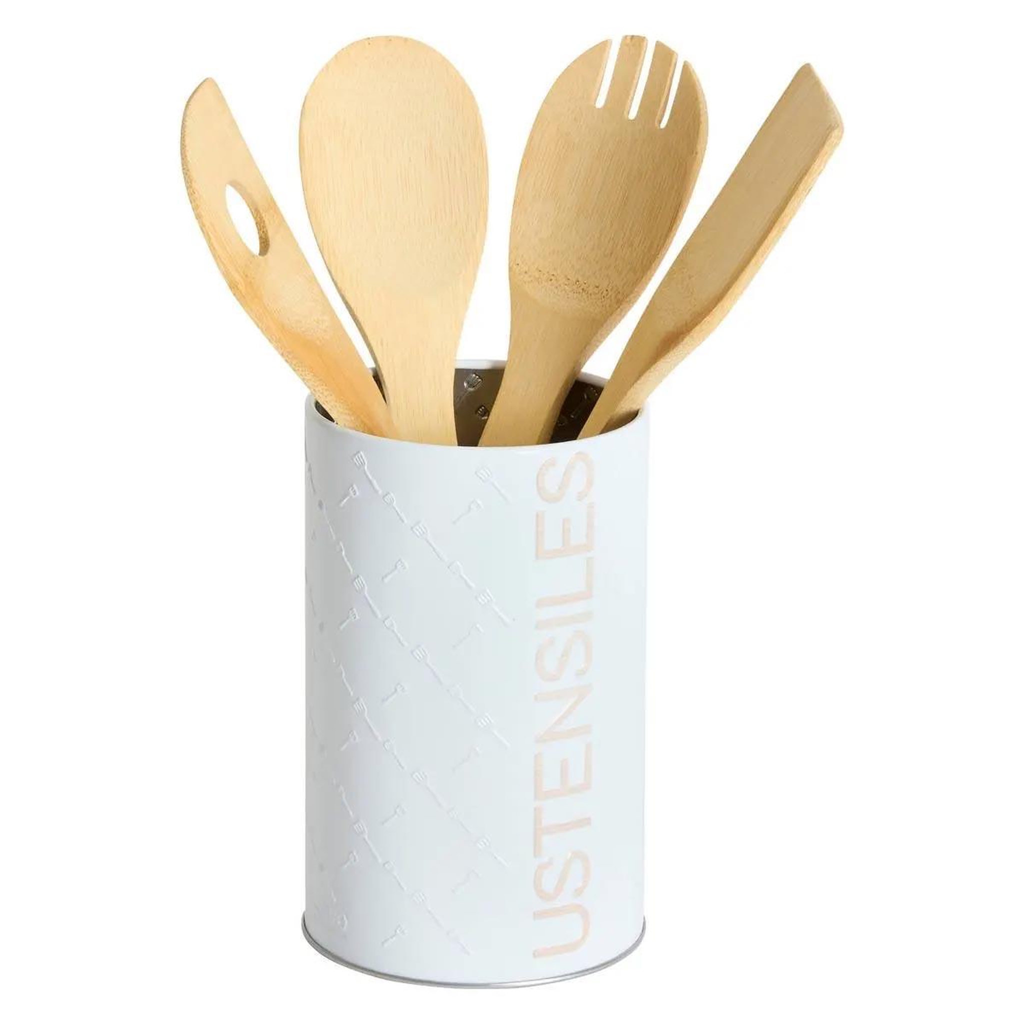 Voir la diapositive 2 : FIVE Pot à ustensiles  scandi  17cm blanc
