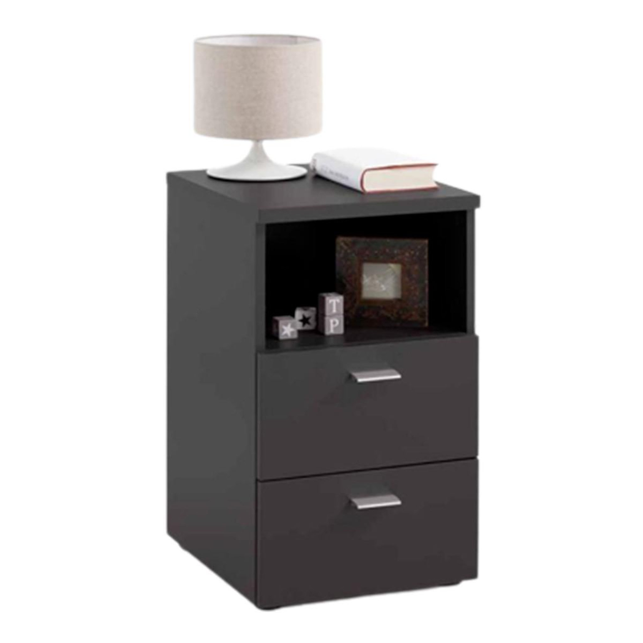 Paris Prix Table de chevet 2 tiroirs  macom  61cm noir