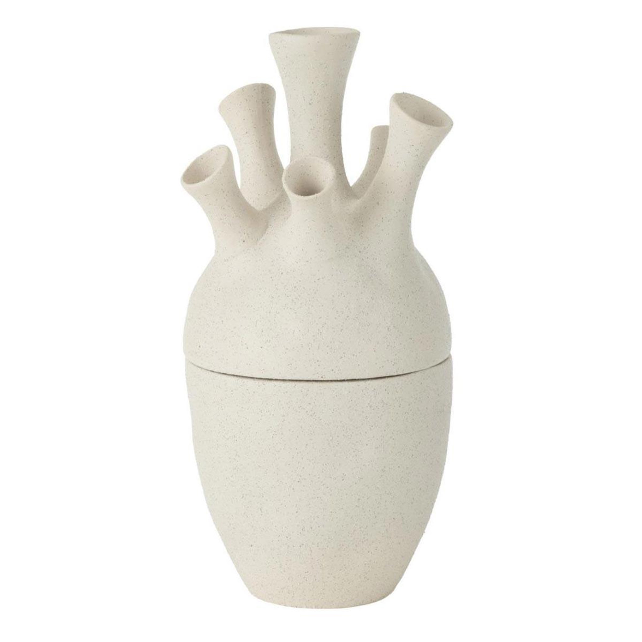 J-LINE Vase corail en argile  seymour  29cm blanc