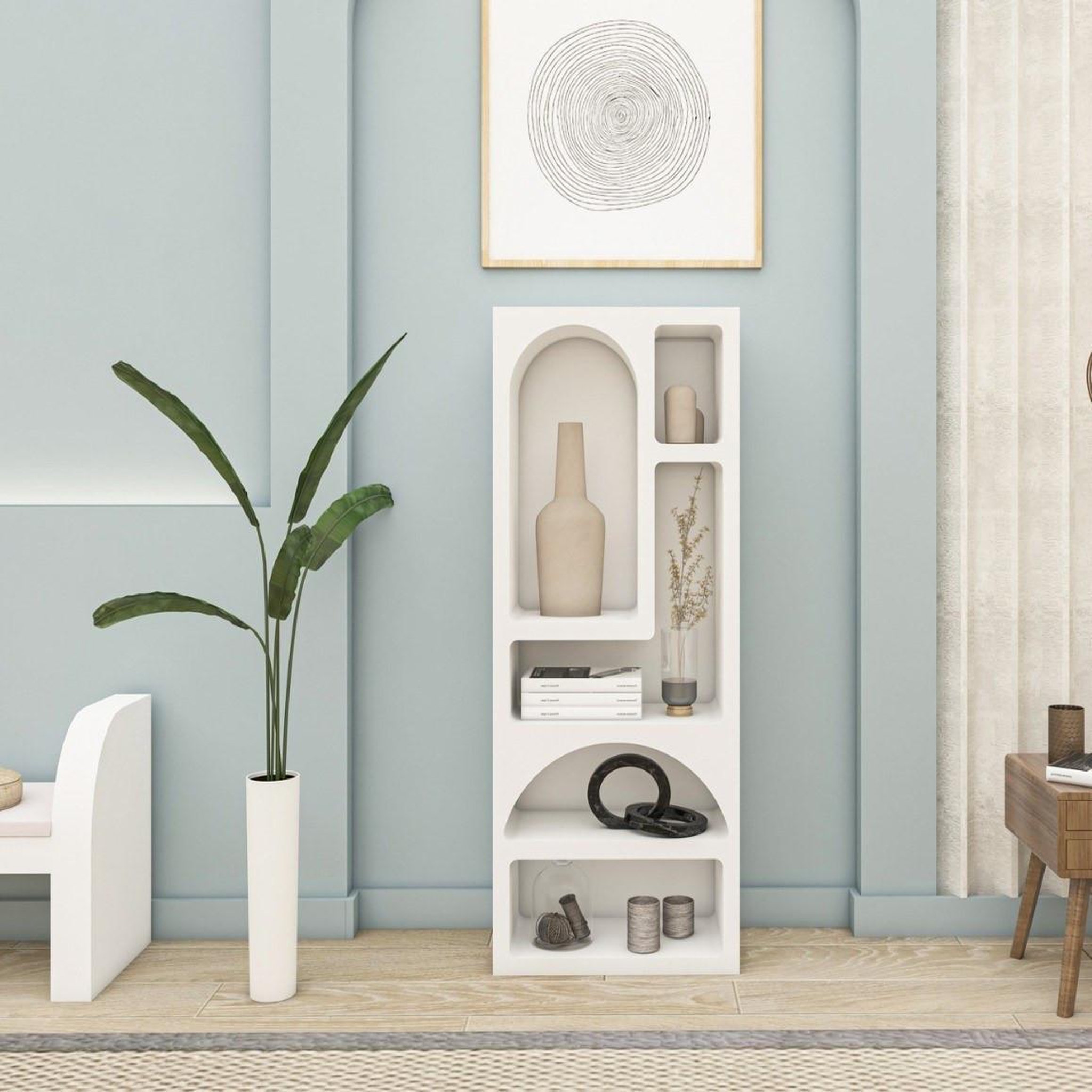 Voir la diapositive 4 : Habitat et Jardin Bibliothèque en bois  venüs  60 x 32 x 150 cm - blanc