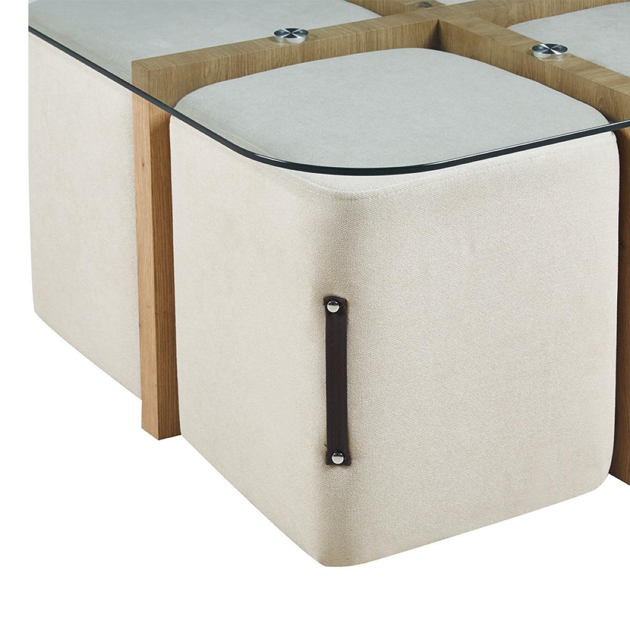 Voir la diapositive 6 : JLC KREATION Table basse en bois et en verre avec poufs nash