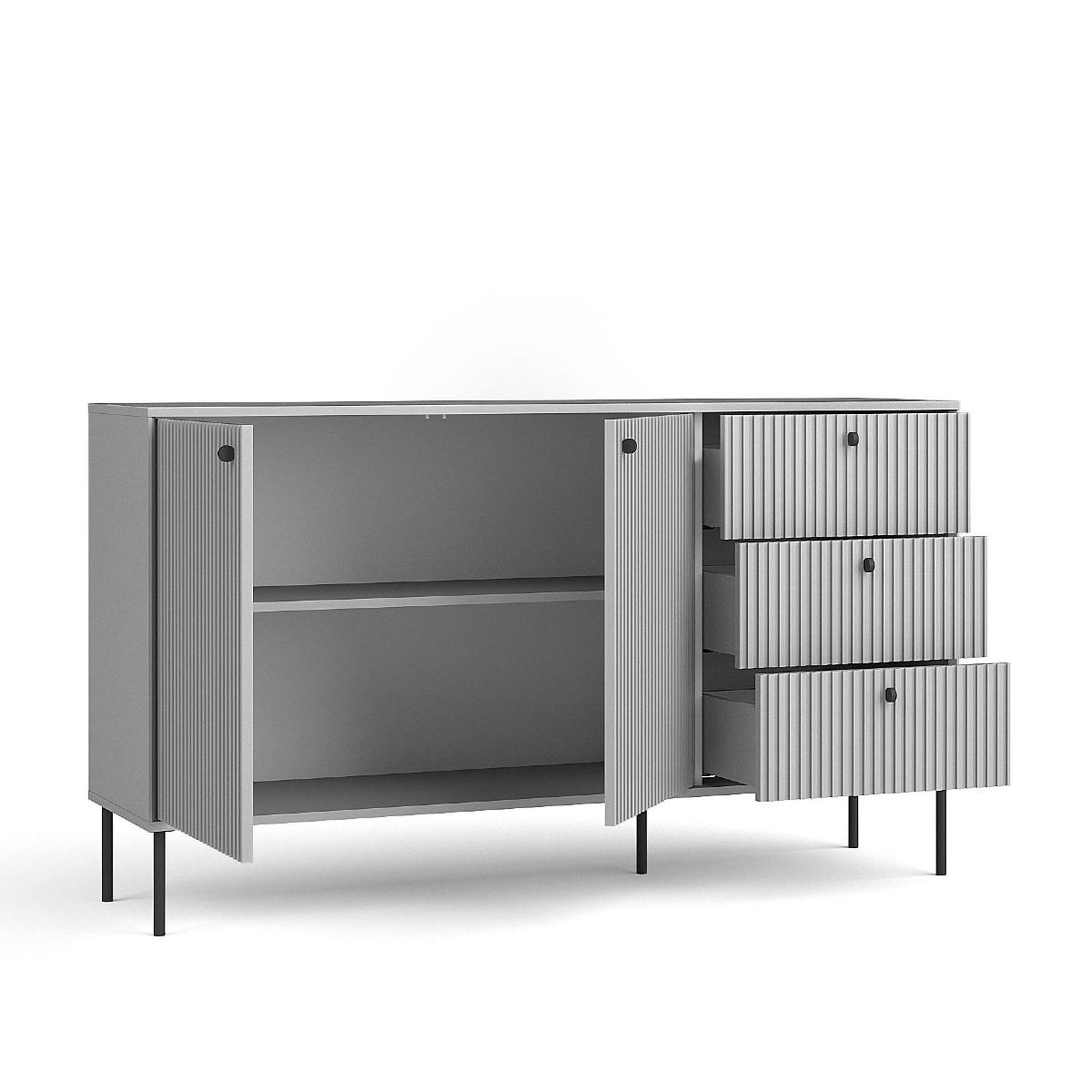 Voir la diapositive 4 : JLC KREATION Buffet bas moderne gris 160cm simy