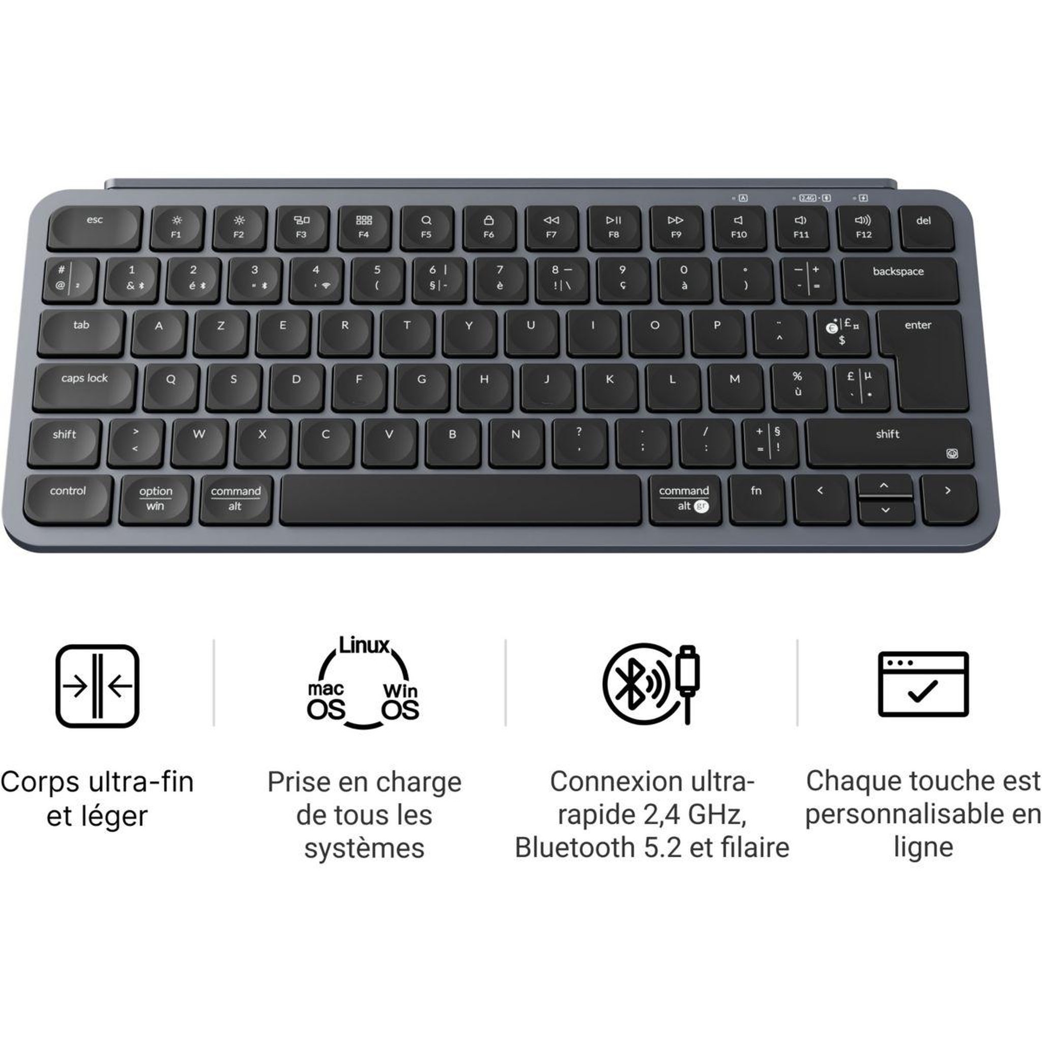 KEYCHRON Clavier gamer sans fil B1 Pro Ultra-Slim Wireless