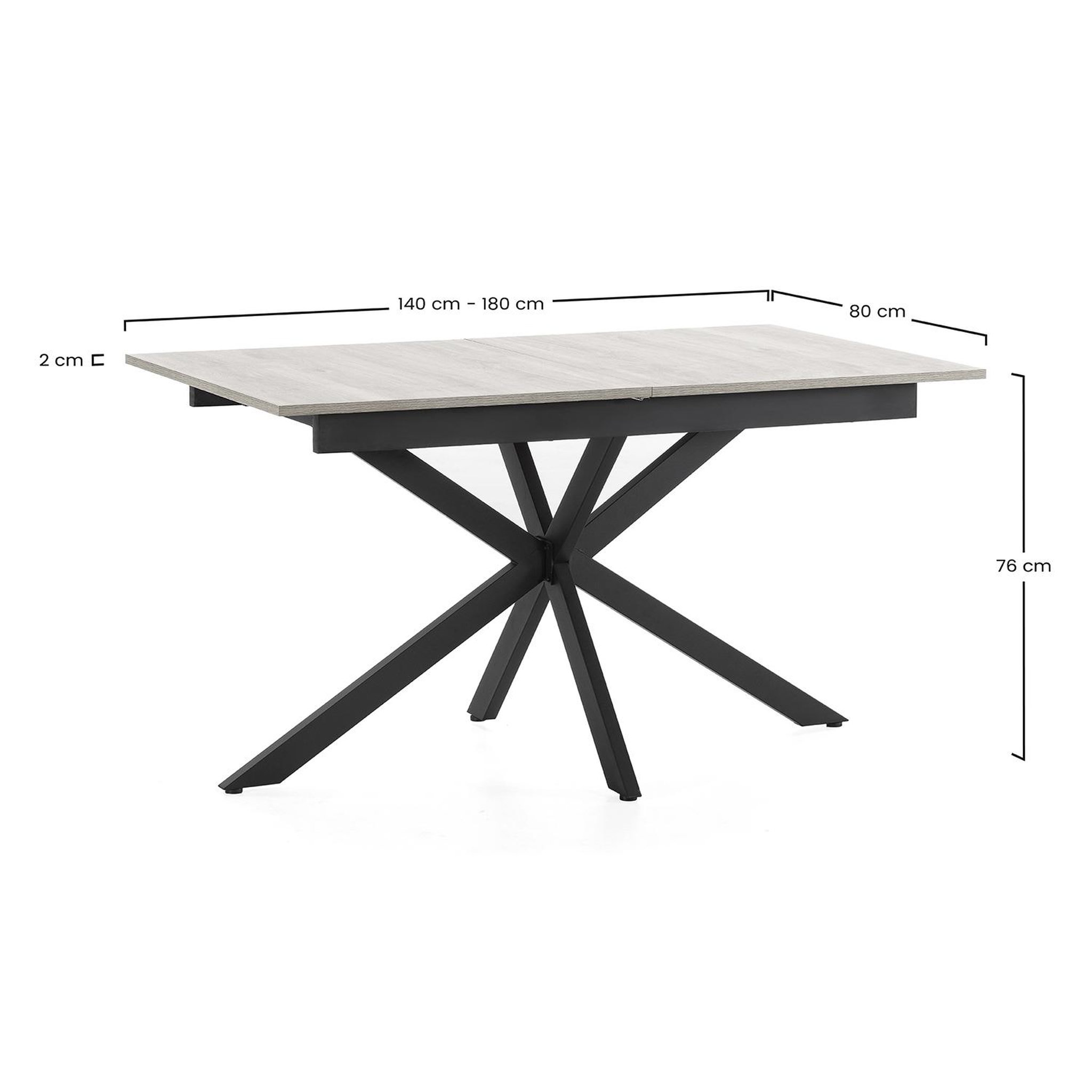 Voir la diapositive 6 : VS VENTA-STOCK Table de salle à manger extensible Prato couleur chêne, 140-180 cm