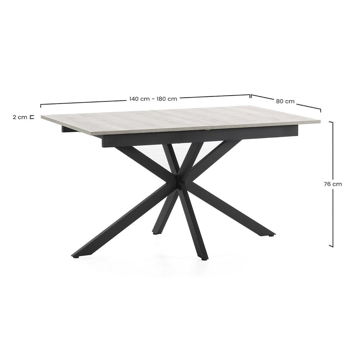 VS VENTA-STOCK Table de salle à manger extensible Prato couleur chêne, 140-180 cm