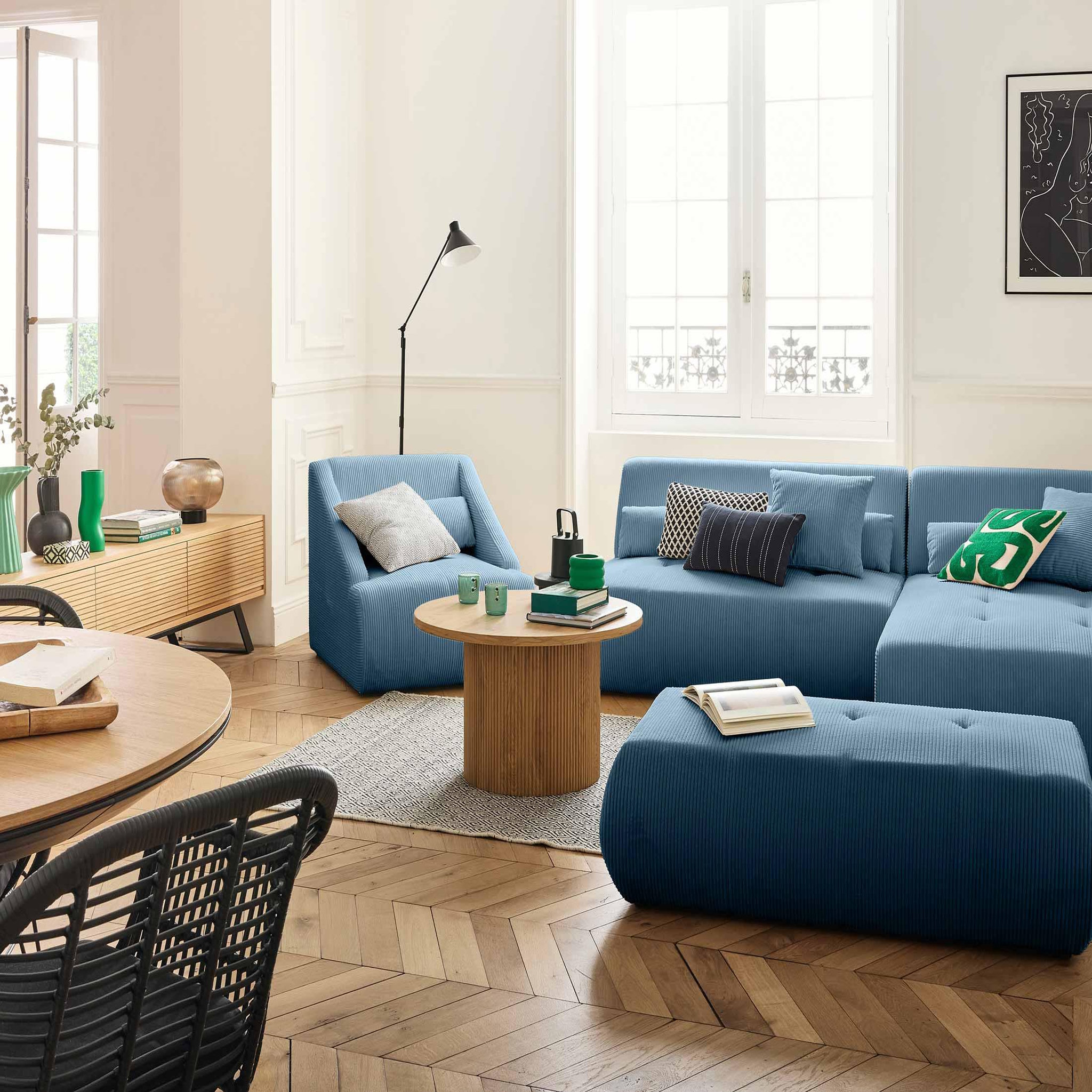Voir la diapositive 3 : LISA DESIGN Onyx - fauteuil - en velours côtelé
