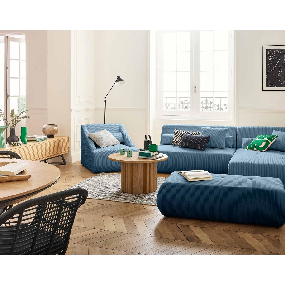 LISA DESIGN Onyx - fauteuil - en velours côtelé