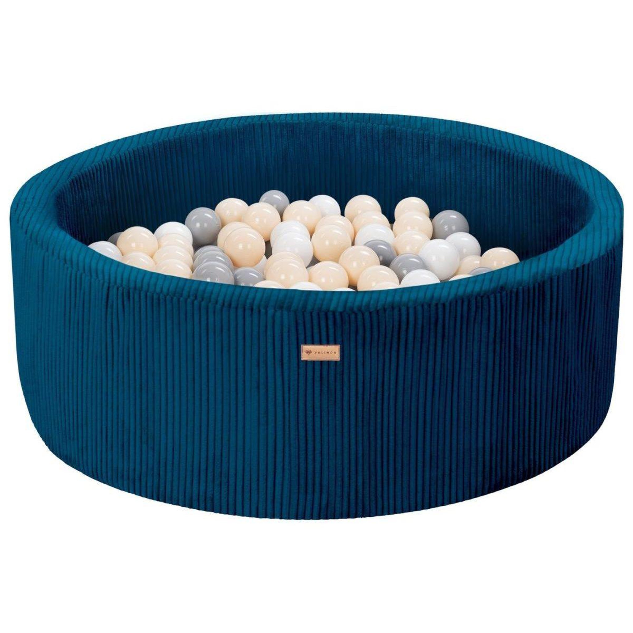 VELINDA Piscine à balles en velours côtelé avec 200 balles, diamètre env. 90 cm — rose clair