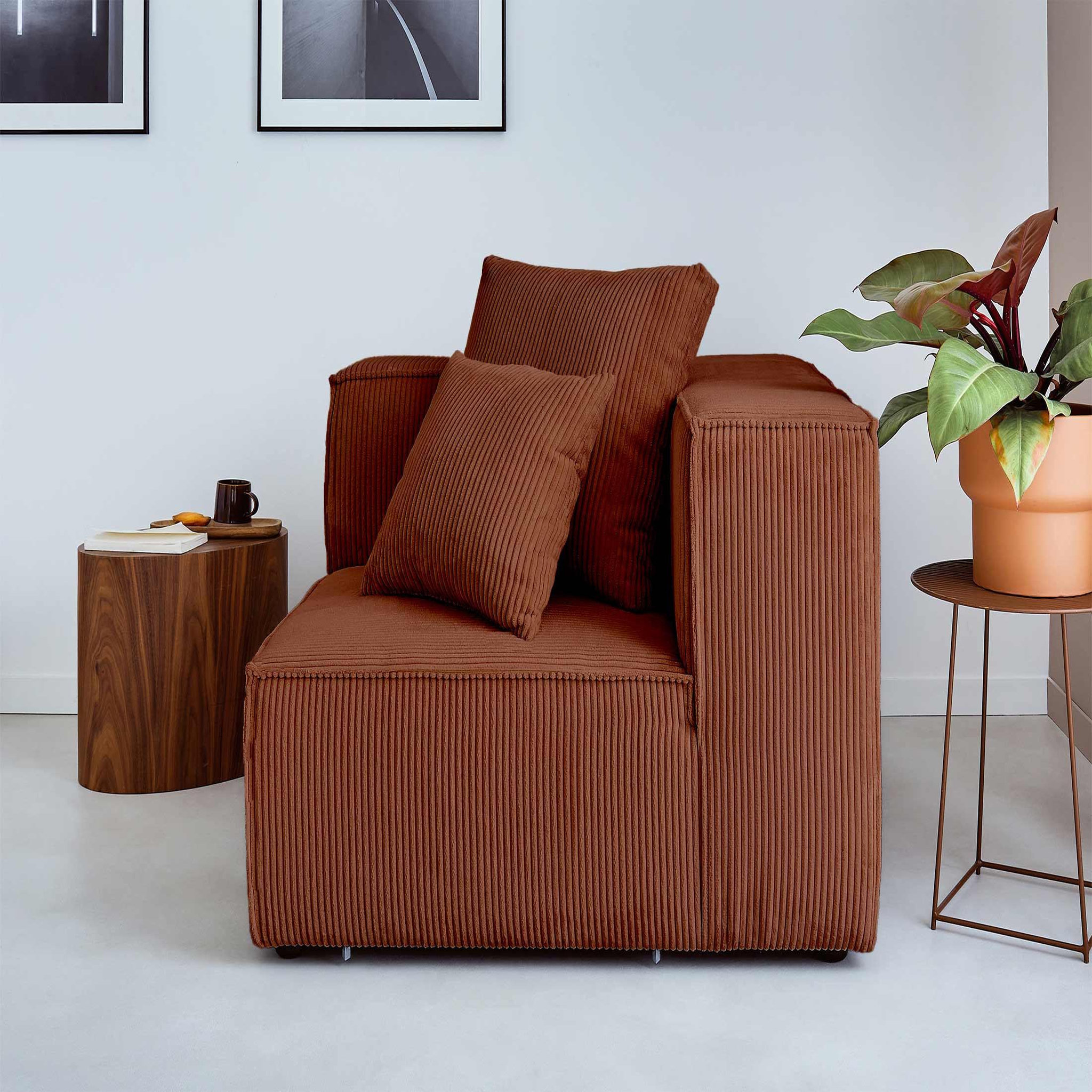 Voir la diapositive 2 : LISA DESIGN Colombine - module d'assise d'angle réversible - en velours côtelé