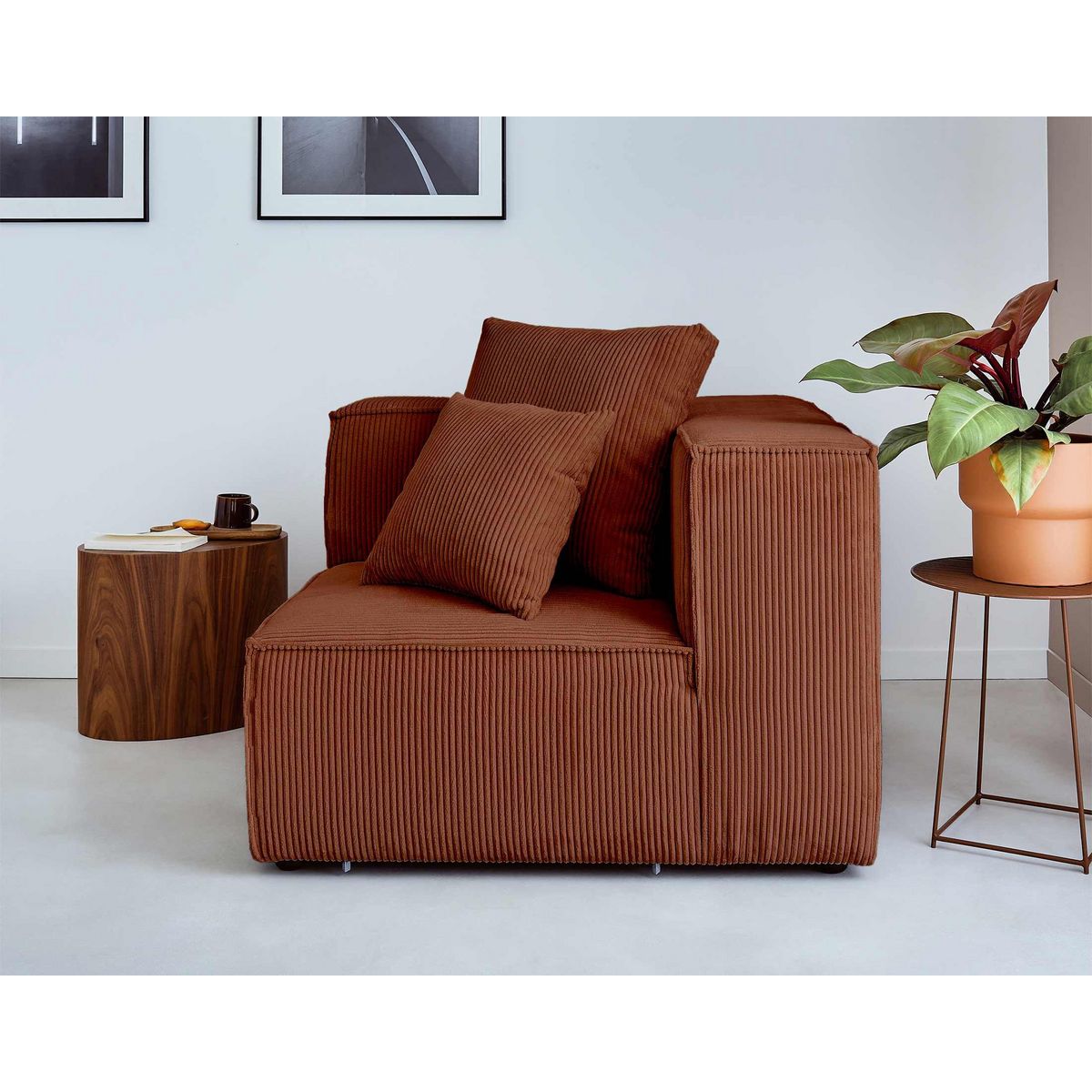 LISA DESIGN Colombine - module d'assise d'angle réversible - en velours côtelé