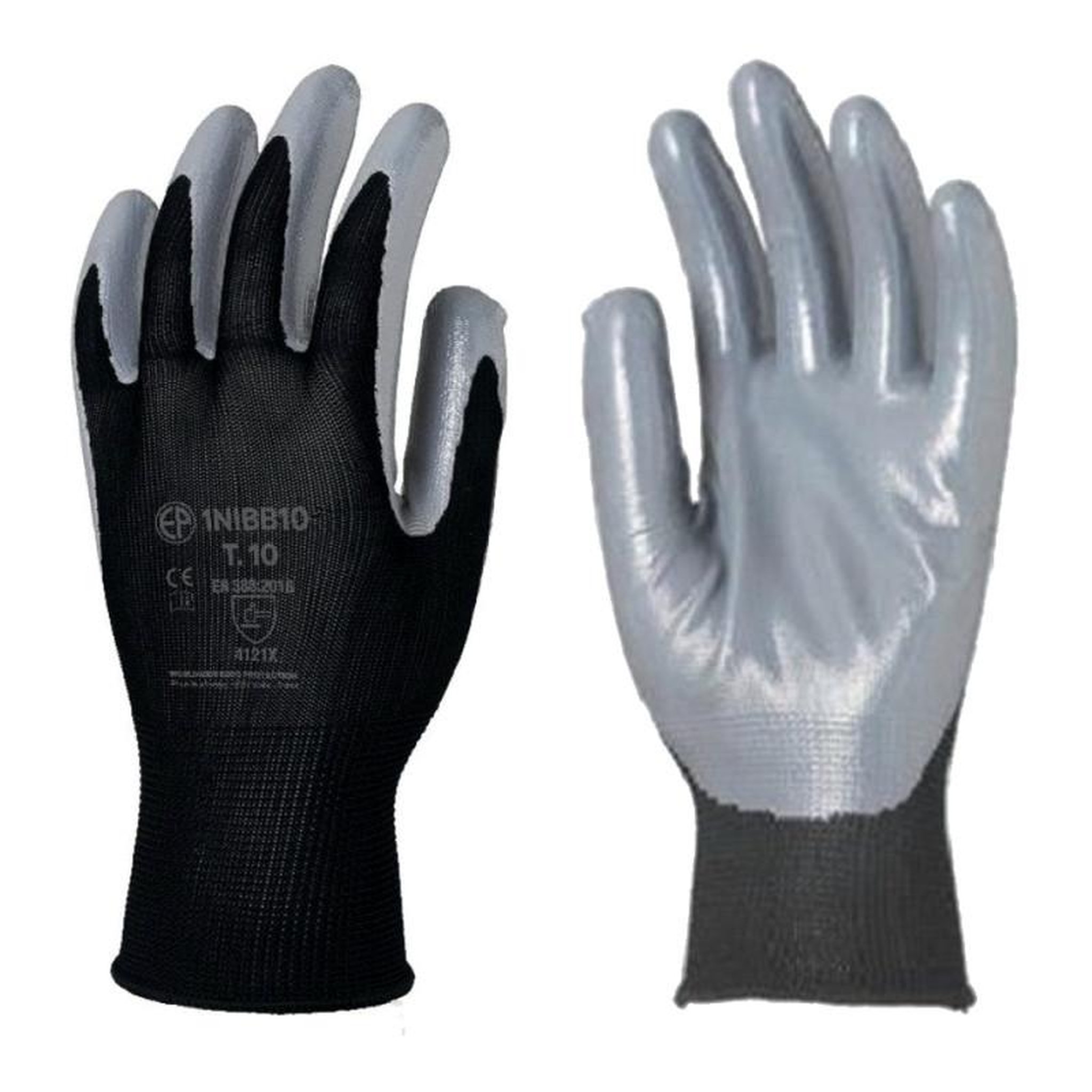 Coverguard Gant tricoté polyester EUROTECHNIQUE enduit nitrile noir gris T8 COVERGUARD 1NIBB08
