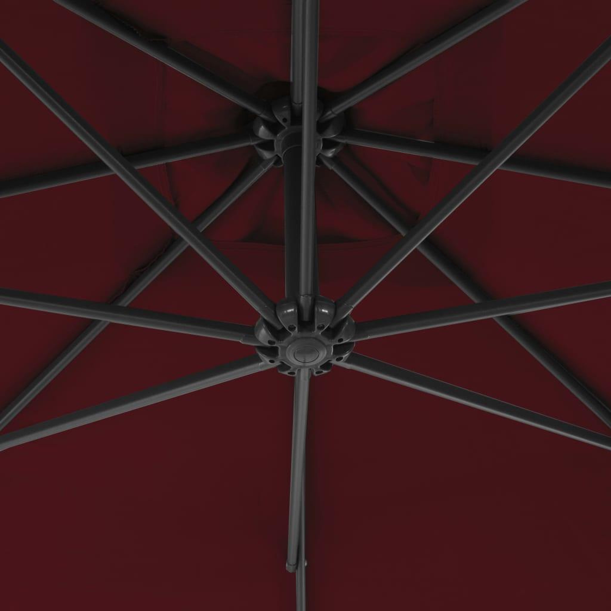 Voir la diapositive 5 : VIDAXL Parasol de jardin en porte-a-faux mat en acier rouge bordeaux