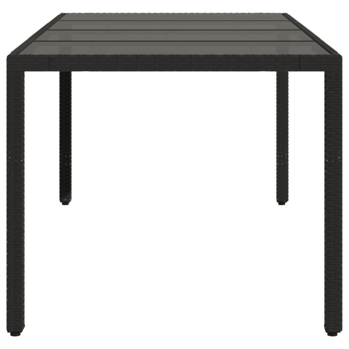 VIDAXL Table de jardin dessus en verre Noir 190x90x75cm Resine tressee