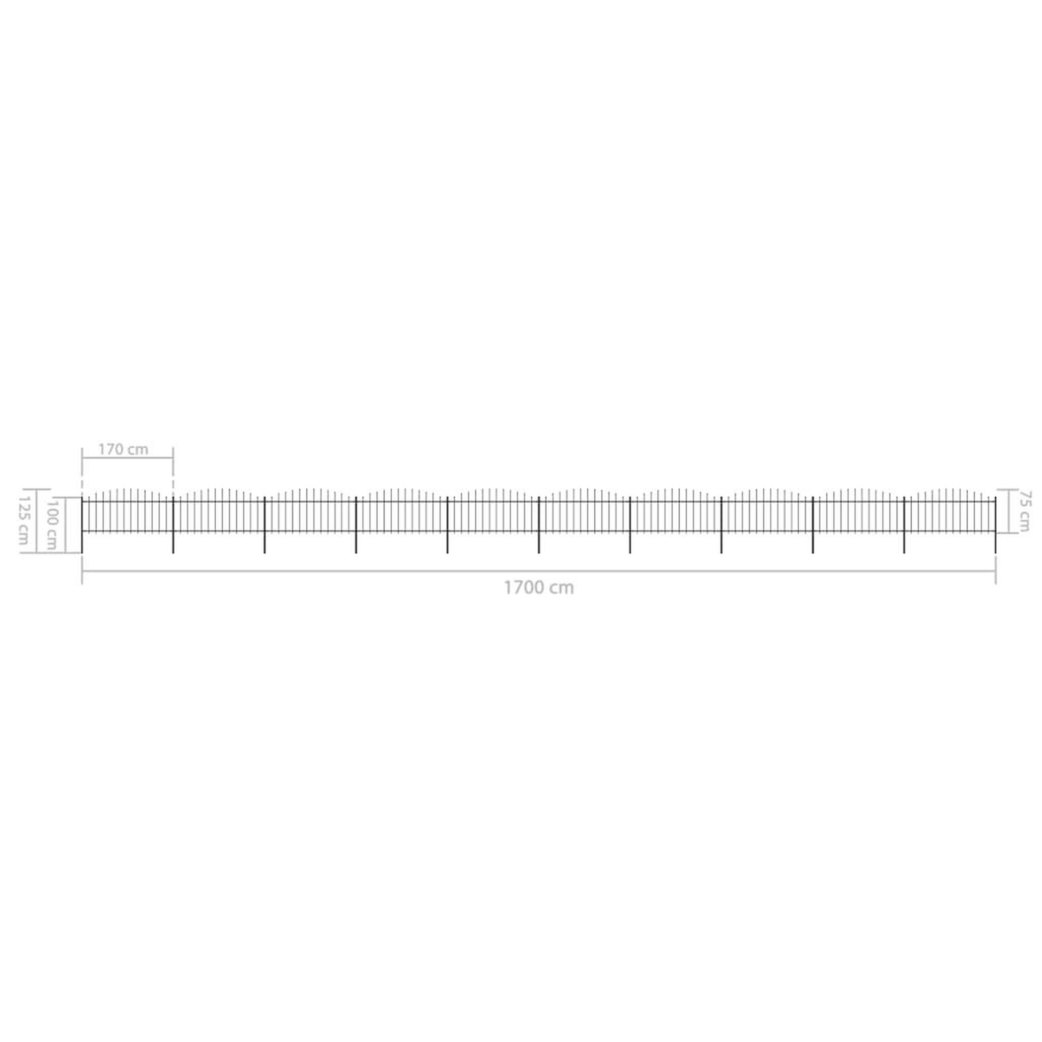 Voir la diapositive 6 : VIDAXL Cloture de jardin a dessus en lance Acier (0,5-0,75)x17 m Noir