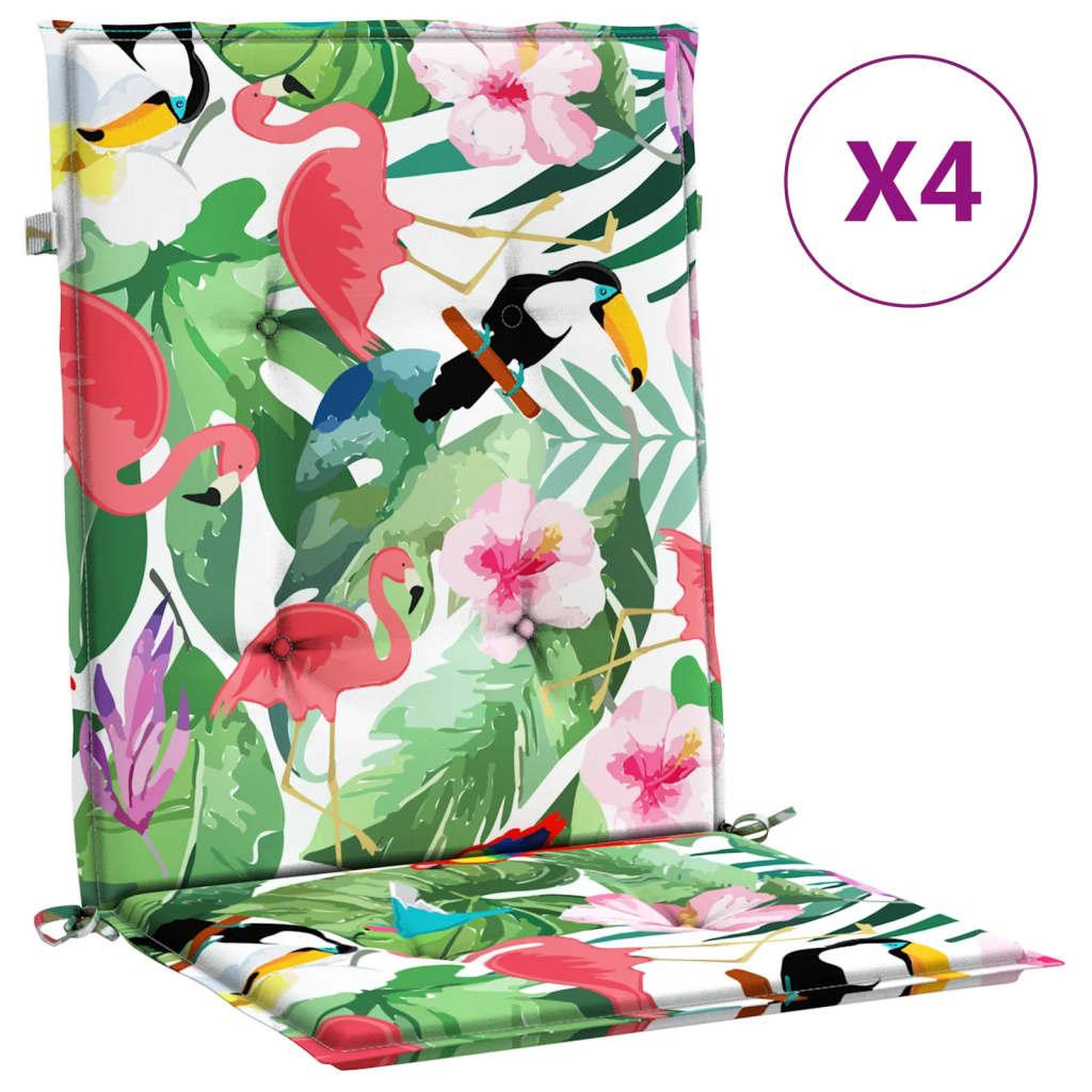 Voir la diapositive 2 : VIDAXL Coussins de chaise a dossier bas lot de 4 multicolore tissu