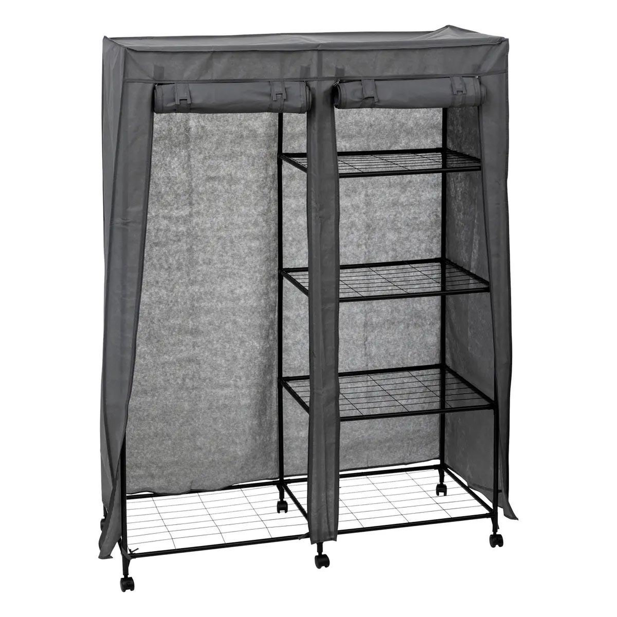 Voir la diapositive 2 : FIVE Armoire de rangement vêtement  double  168cm gris