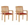 Voir la diapositive 1 : VIDAXL Chaises de jardin lot de 2 et coussins rouge Bois teck massif