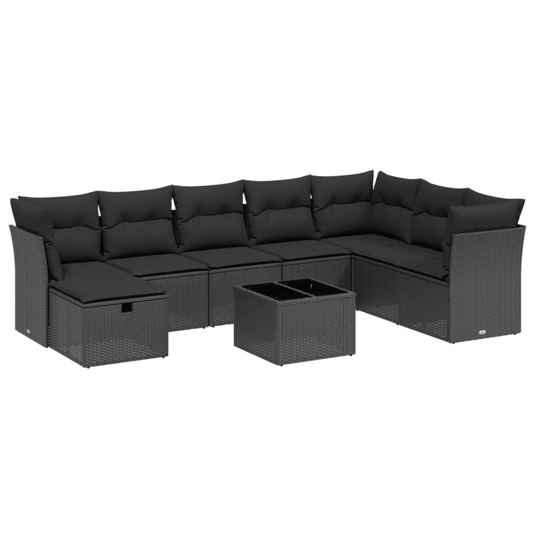 Voir la diapositive 2 : VIDAXL Salon de jardin 9 pcs avec coussins noir resine tressee