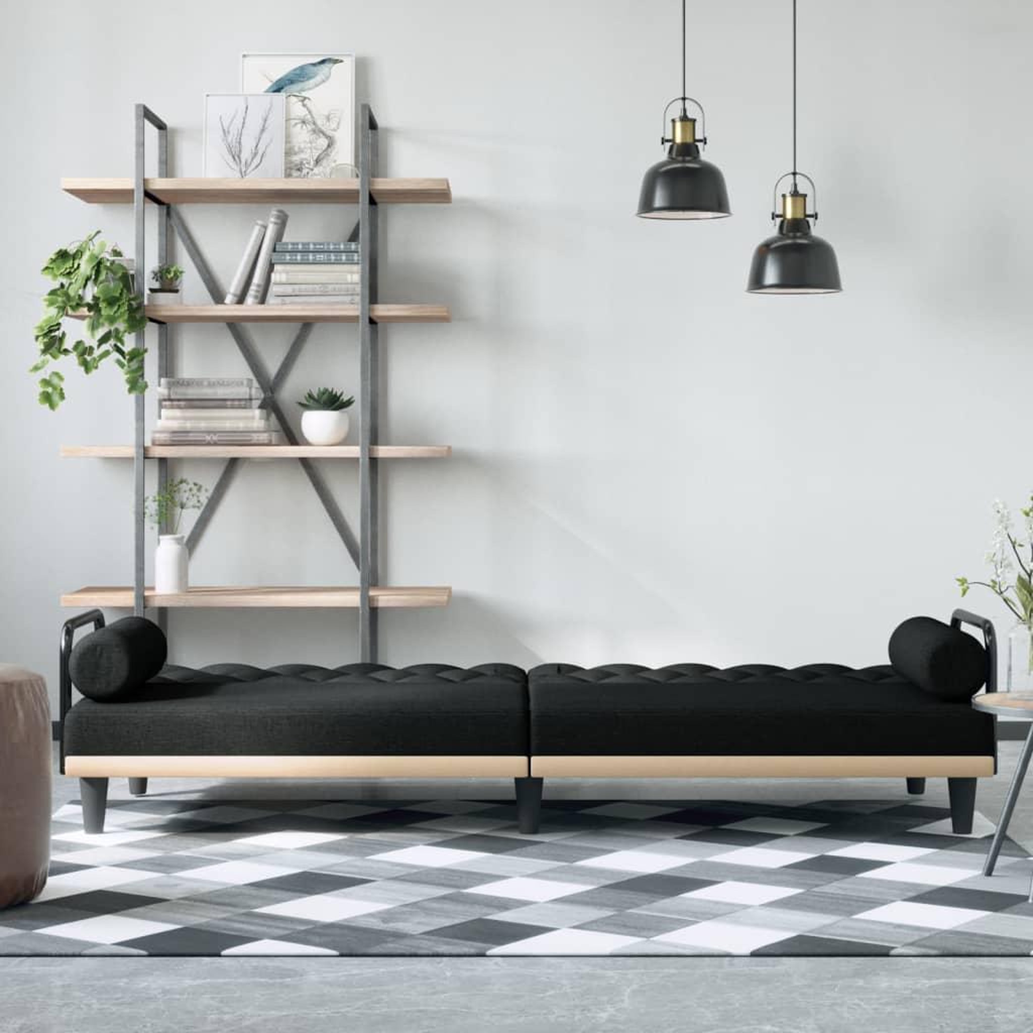 Voir la diapositive 3 : VIDAXL Canape-lit avec accoudoirs noir tissu