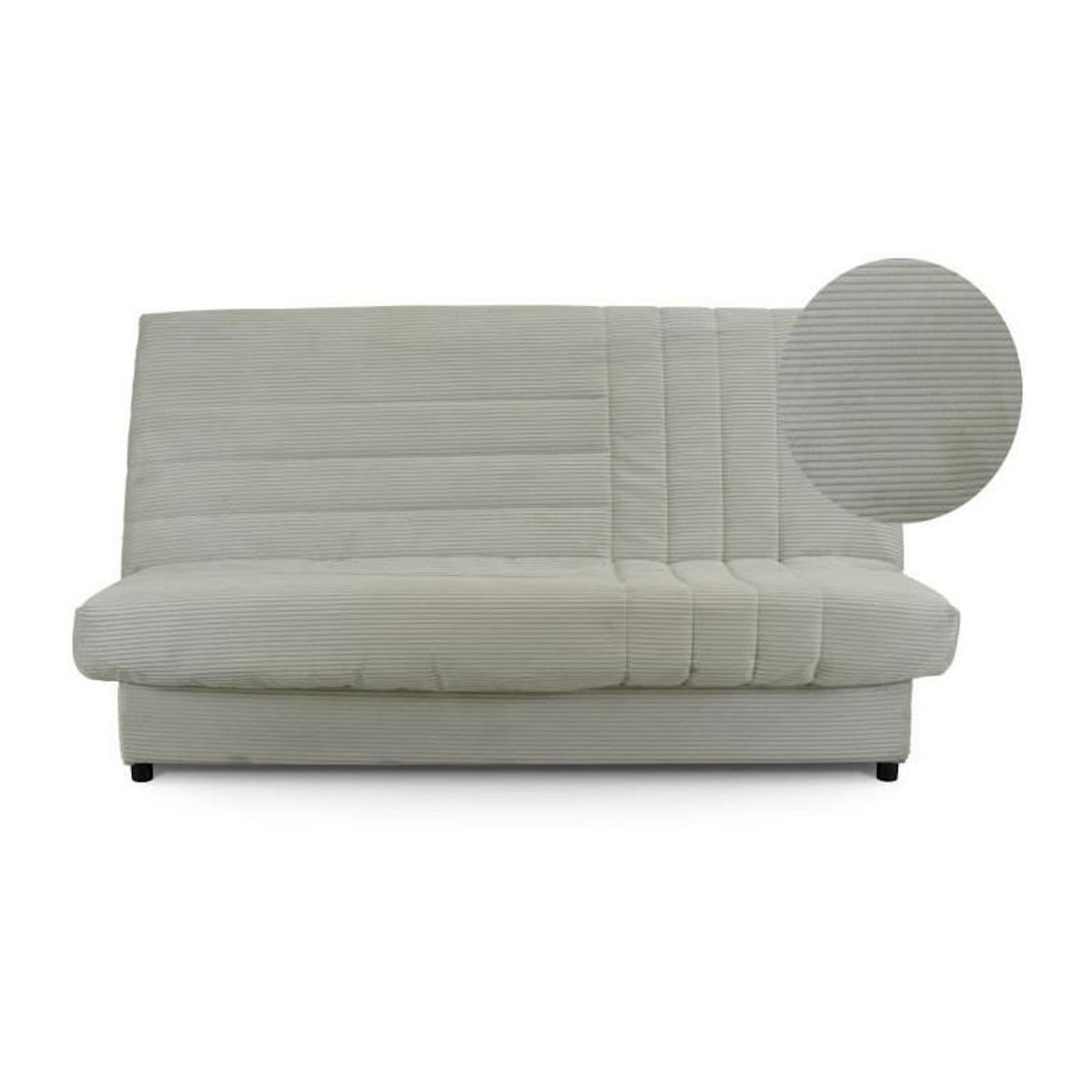GRUHIER Clic-clac - BEIJA - 3 places - Velours côtelé beige - 130 x 190 x13 cm