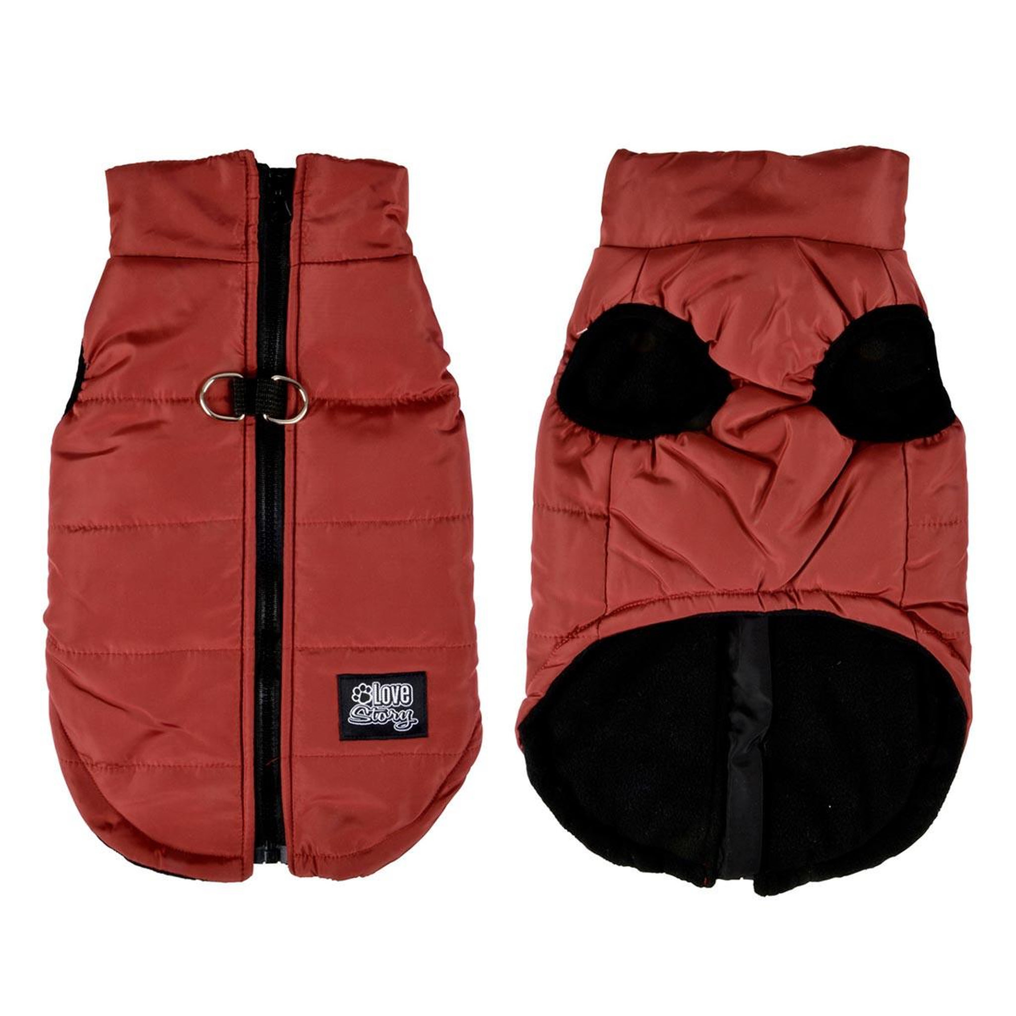 LOVE STORY Doudoune chien matelassée  polaire  55cm rouge