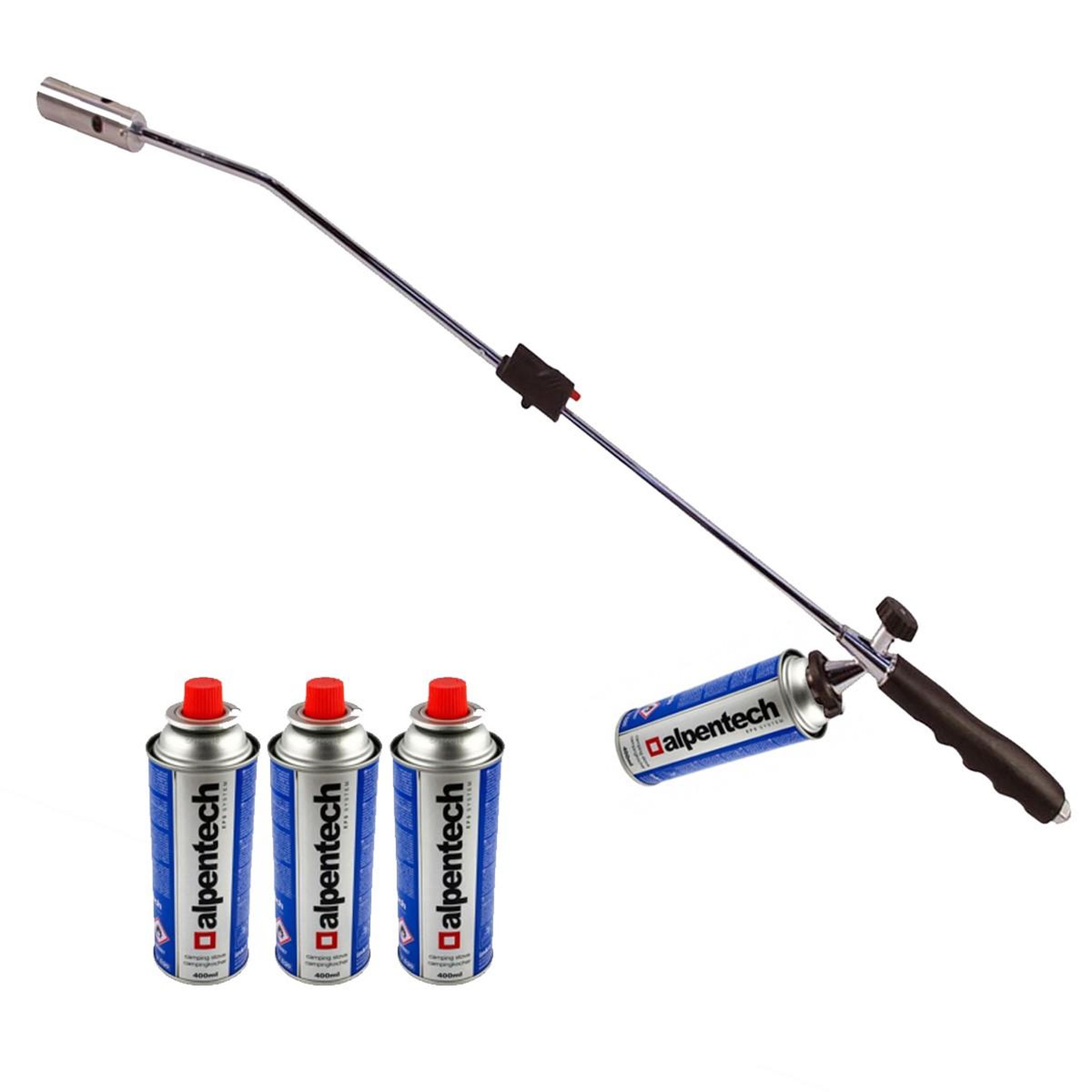 Voir la diapositive 2 : ALPENTECH Desherbeur thermique piezo chalumeau gaz + 4 recharges desherbant thermique brule herbes