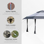 Voir la diapositive 4 : OUTSUNNY Tonnelle barnum de jardin pop-up pliant 3,96L x 3,96l x 2,68H m acier polyester sac transport à roulettes gris