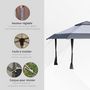 Voir la diapositive 4 : OUTSUNNY Tonnelle barnum de jardin pop-up pliant 3,96L x 3,96l x 2,68H m acier polyester sac transport à roulettes gris
