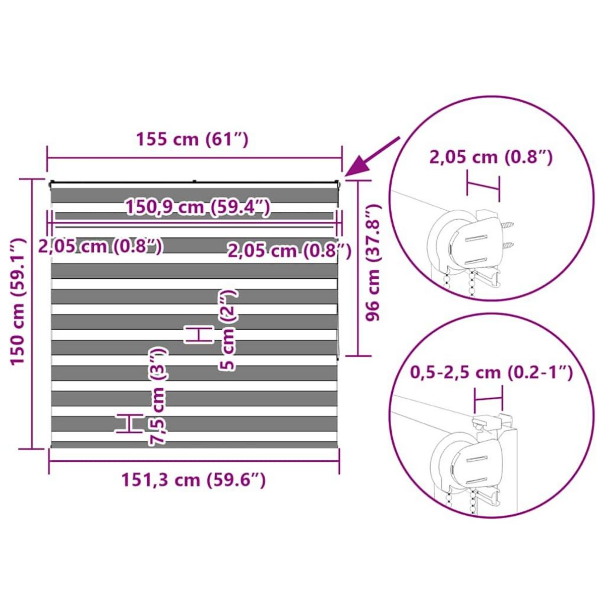 VIDAXL Store zebre gris clair largeur du tissu 150,9 cm polyester