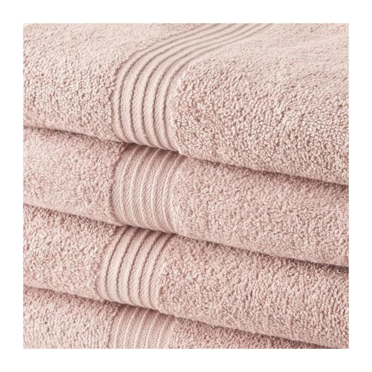 Today TODAY Lot de 4 Serviettes de Bain 100% coton - 50x100 cm - Rose des sables